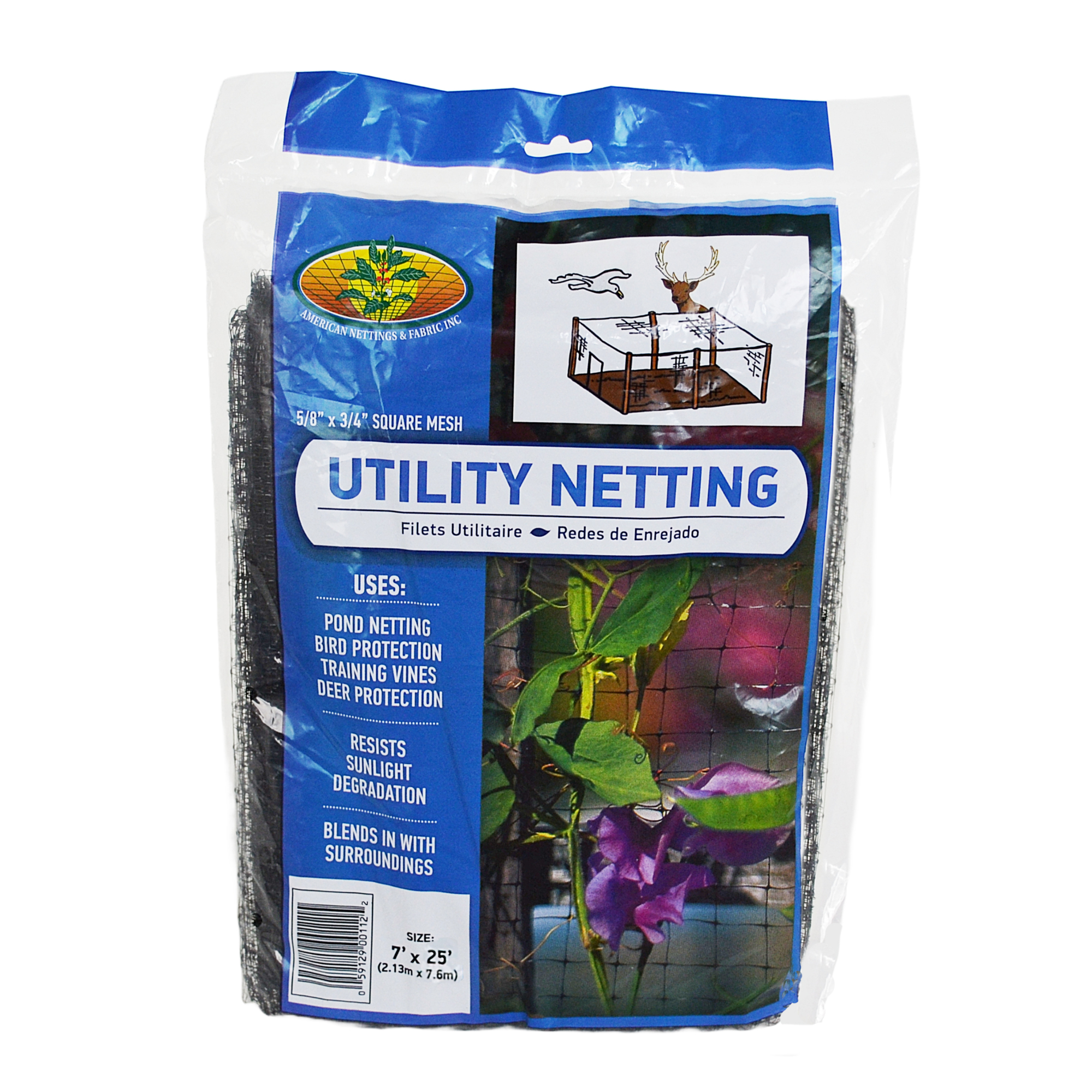 American Nettings & Fabric, Inc., Utility Netting 7ft.x25ft., Model# 00112